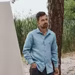 Švarný, pánská košile s límečkem, tyrkysová